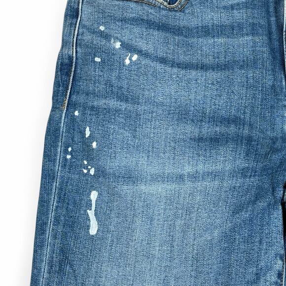 Ética Lily Ankle Jeans Size 29 Blue Distressed Paint Splatter Stretch Denim - Picture 3 of 11